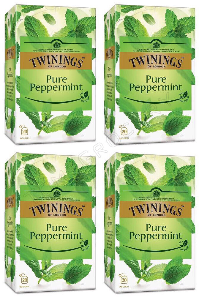 4 x TWININGS PURE PEPPERMINT Natural Tea Infusion Box