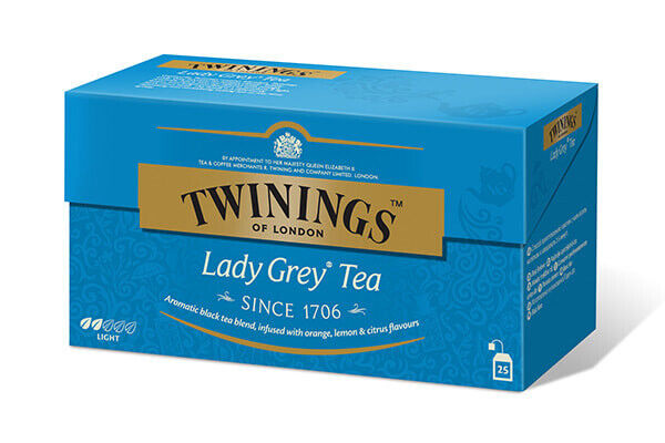4 TWININGS LADY GREY TEA Orange Lemon Citrus Black Tea Boxes 100 servings total