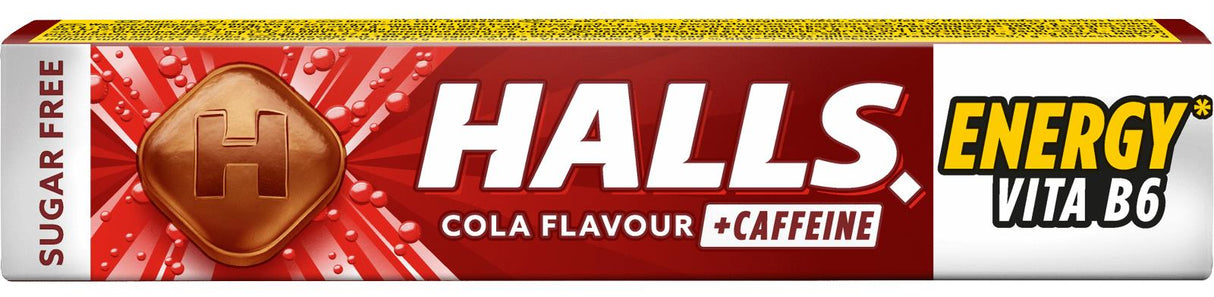 10 HALLS ENERGY CAFFEINE Cola Flavor Pastilles Refreshing Candy 32g 1.1oz