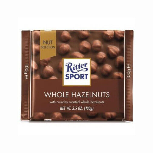 4 x RITTER SPORT Whole Hazelnuts German Milk Chocolate Bars Sweets 100g 3.5oz