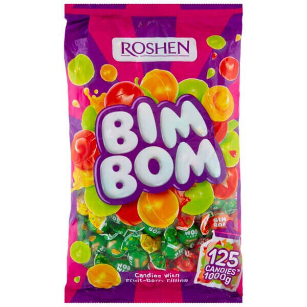 ROSHEN BIM BOM Fruit Flavor Party Candies European Sweets Large Bag 1kg (35oz)