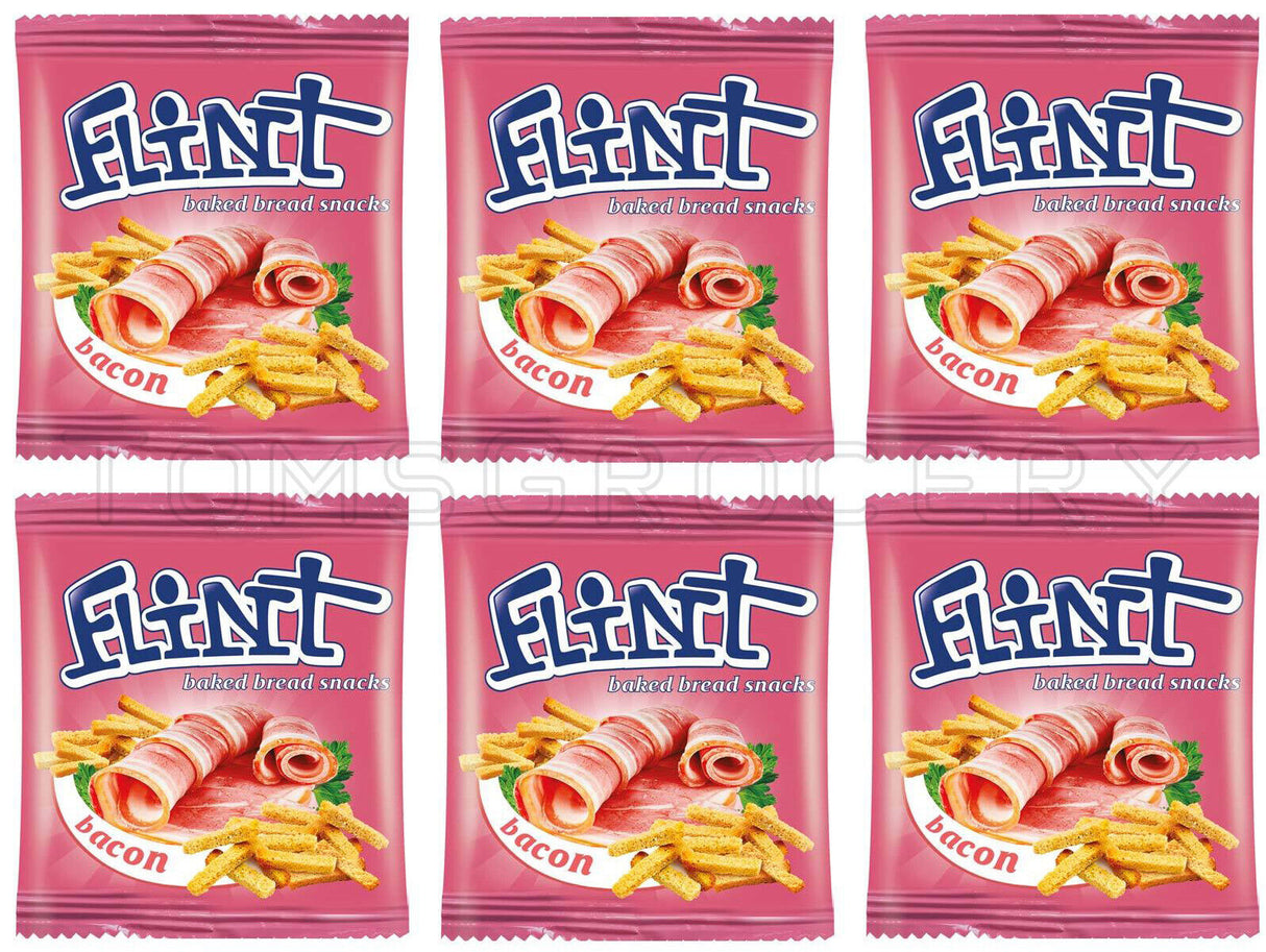 6 FLINT BACON Flavor Baked Bread Crisps 35g 1.2oz
