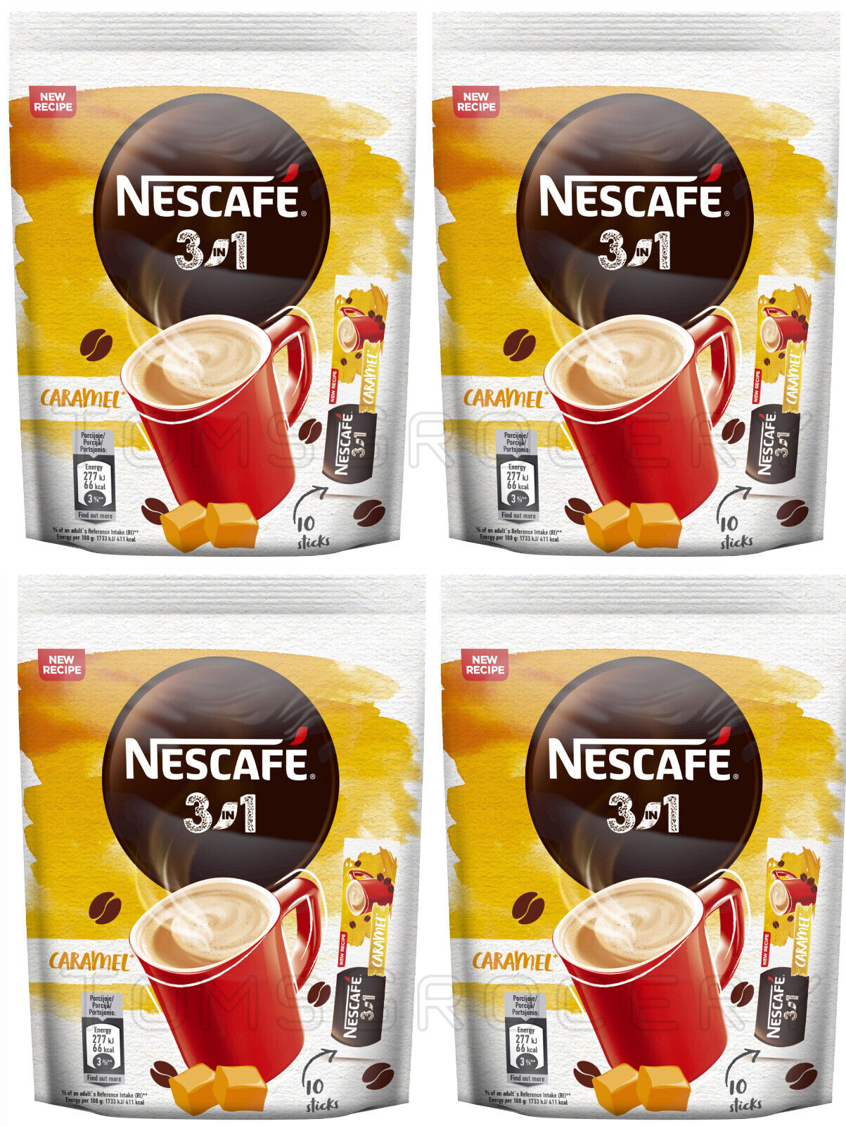 NESCAFE 3in1 CARAMEL Flavor Instant Coffee Sticks European Snacks 4x 160g 5.6oz