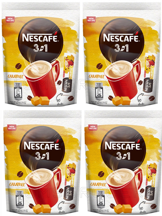 NESCAFE 3in1 CARAMEL Flavor Instant Coffee Sticks European Snacks 4x 160g 5.6oz