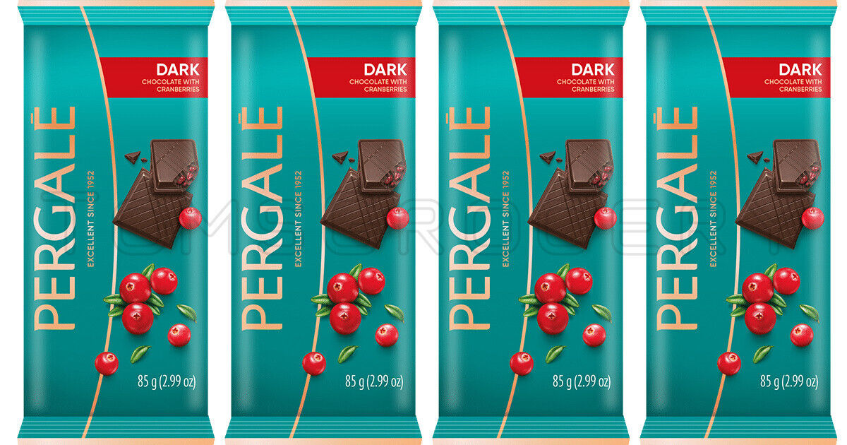 4 PERGALE Dark Chocolate Bars with Cranberries 85g 3oz