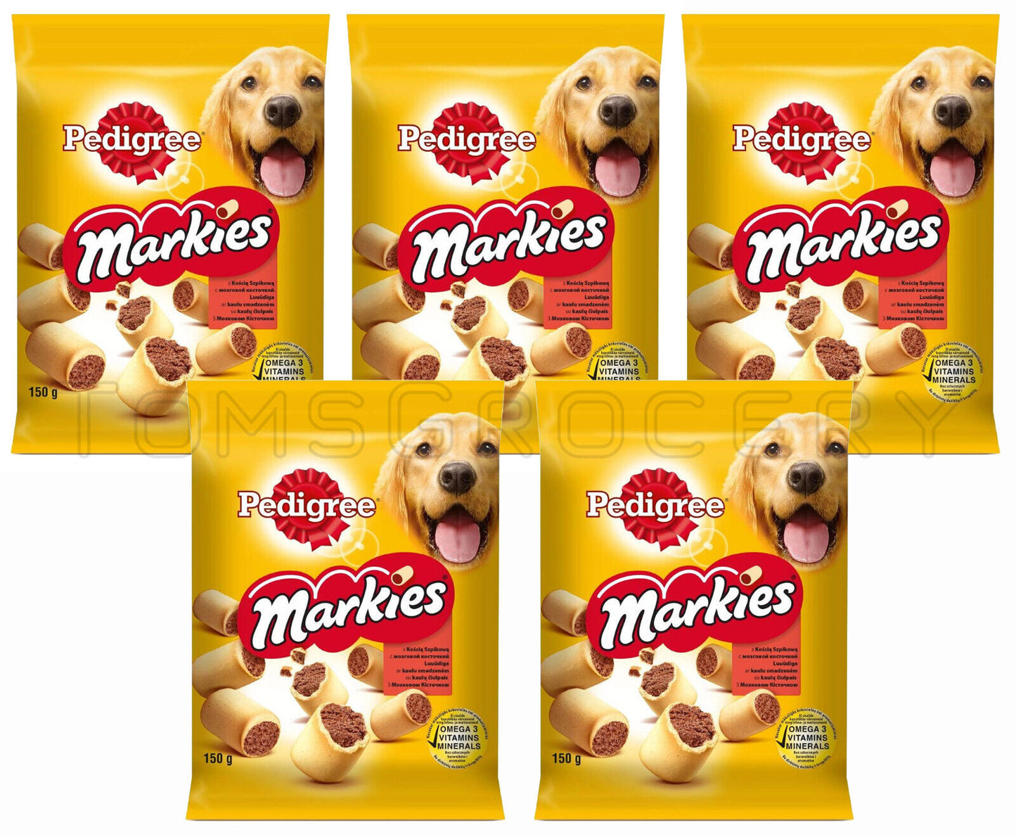 PEDIGREE MARKIES Dog Treats Biscuits with Vitamins & Minerals Omega3 5x 150g