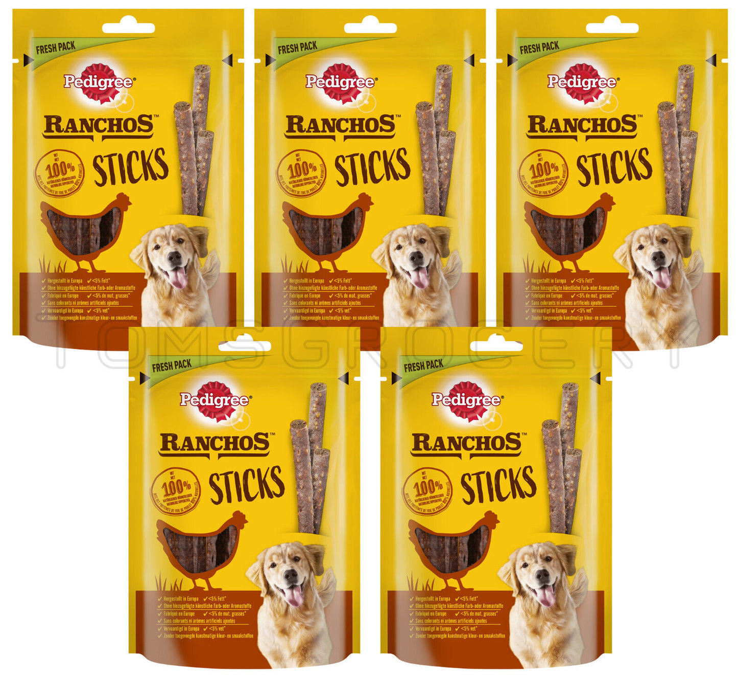 PEDIGREE RANCHOS CHICKEN STICKS Natural Dog Treats Chews 5x 60g 2.1oz