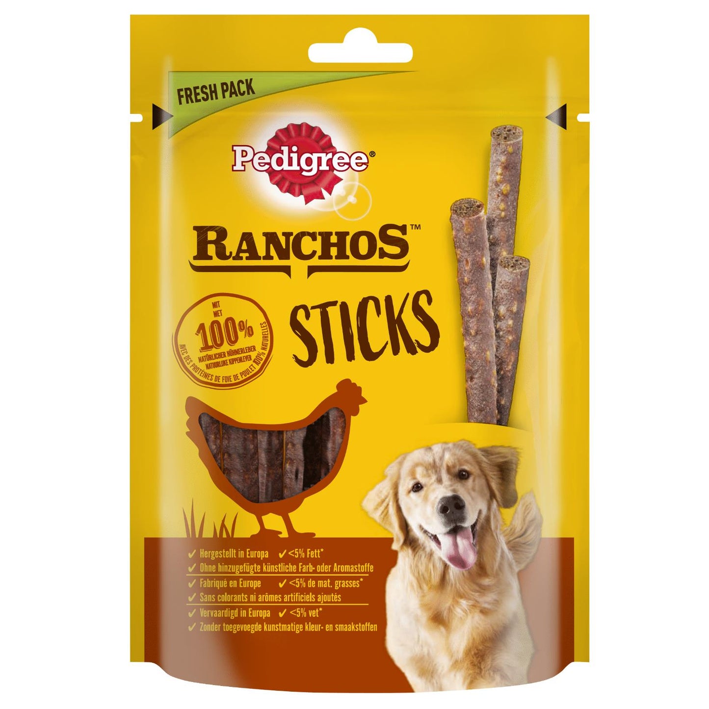 PEDIGREE RANCHOS CHICKEN STICKS Natural Dog Treats Chews 5x 60g 2.1oz