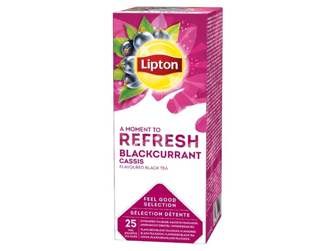 4 LIPTON REFRESH BLACKCURRANT Flavor Black Tea Boxes (100 servings)