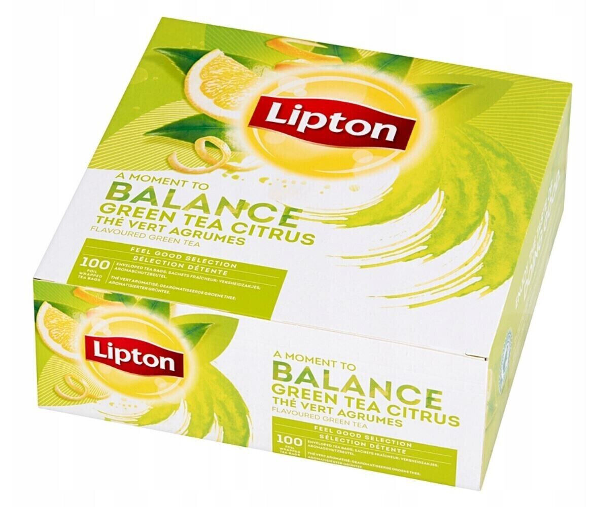 LIPTON BALANCE GREEN TEA CITRUS Flavor Tea 100 Servings Box