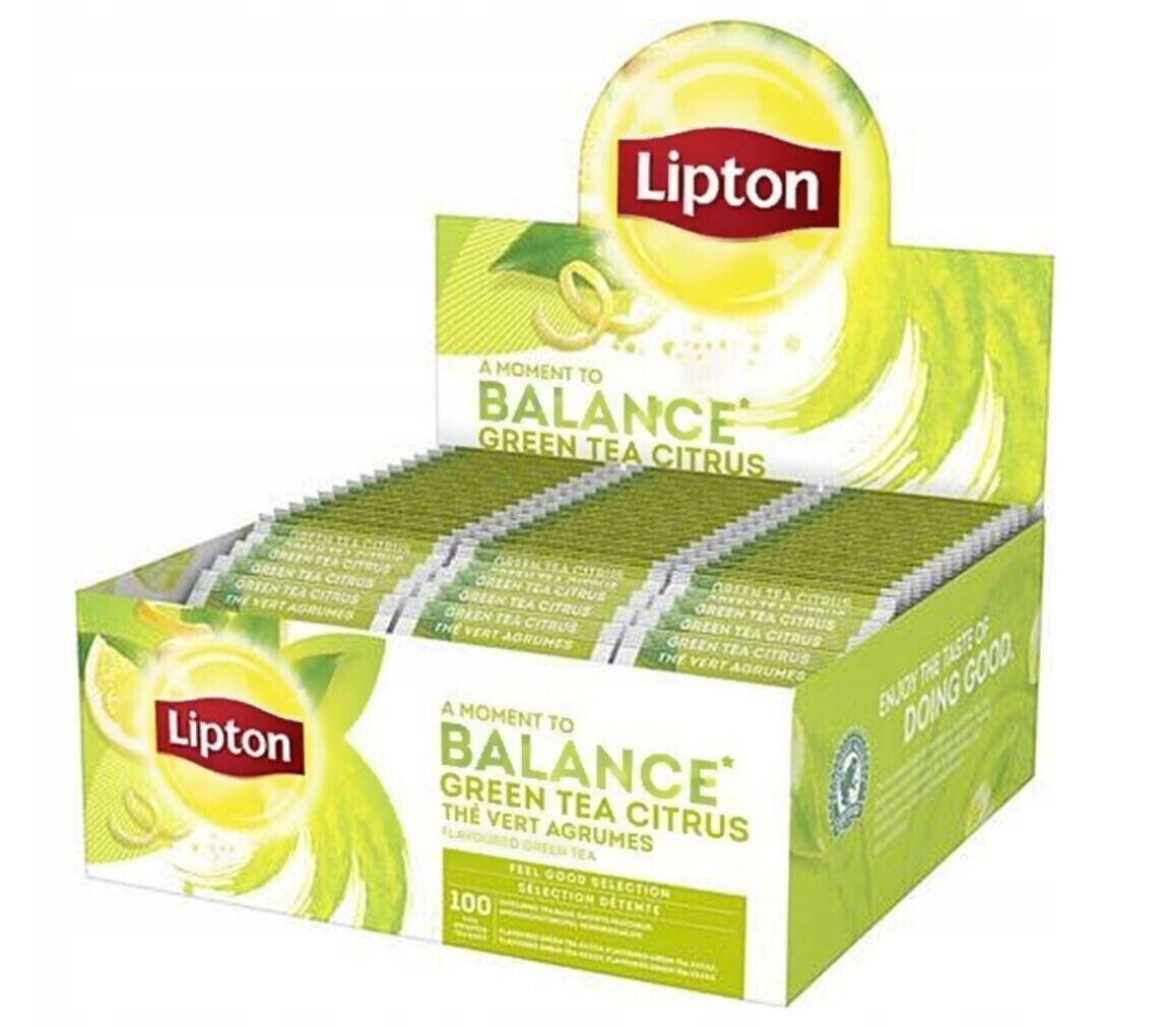 LIPTON BALANCE GREEN TEA CITRUS Flavor Tea 100 Servings Box