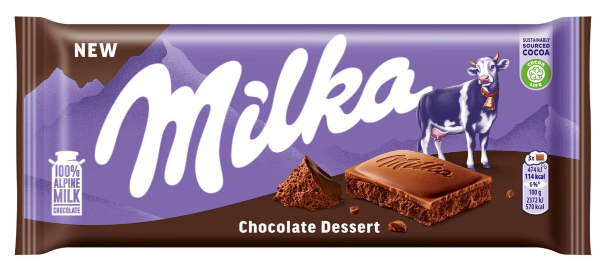 4 MILKA CHOCOLATE DESSERT Chocolate Bars European Candy Sweets 100g 3.5oz