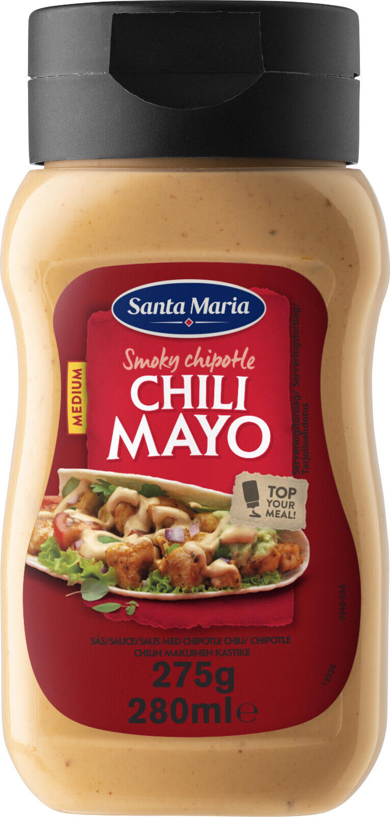 3 SANTA MARIA Smoky Chipotle Chili Mayo Topping Sauce Bottles 280ml