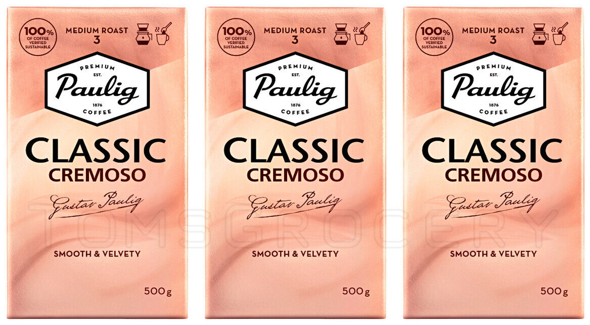 3 PAULIG CLASSIC CREMOSO Ground Coffee Smooth & Velvety Aroma 100% Arabica 500g