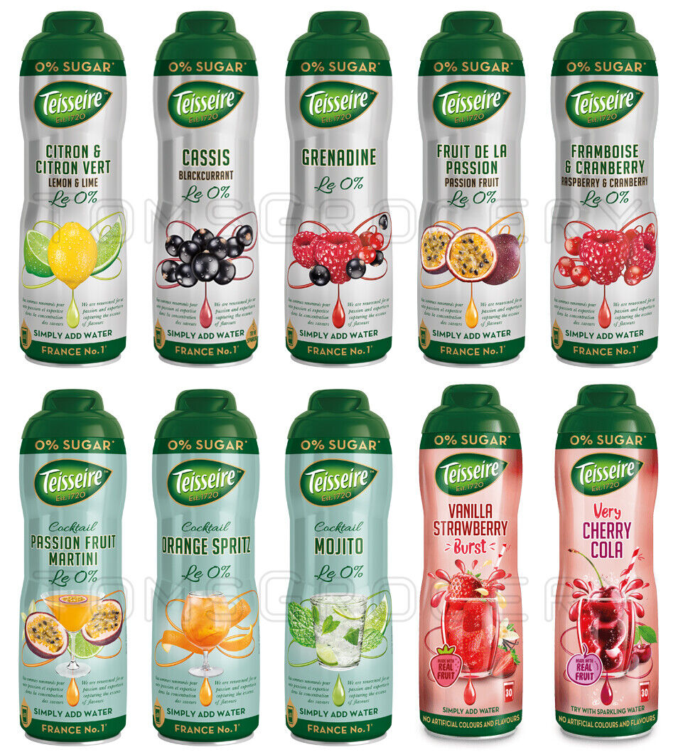 TEISSEIRE Sugarfree Syrup Flavor Enhancer For Kids Drinks Cocktails Parties