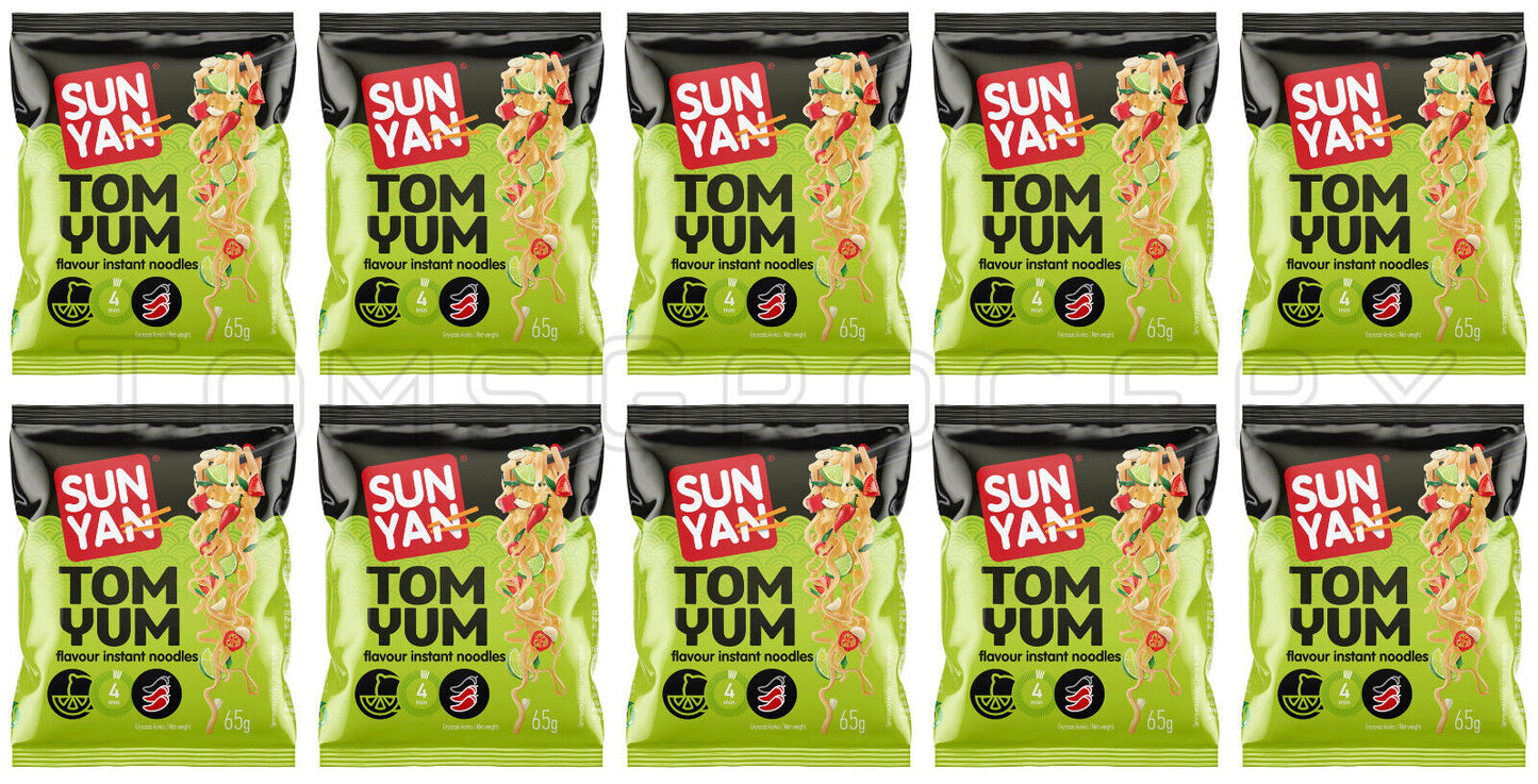 10 SUN YAN TOM YUM Instant Ramen Noodles Snacks Soup 65g 2.3oz