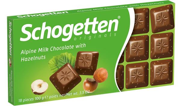 4 SCHOGETTEN Milk Chocolate Bars With Hazelnuts German Sweets Candy 100g 3.5oz