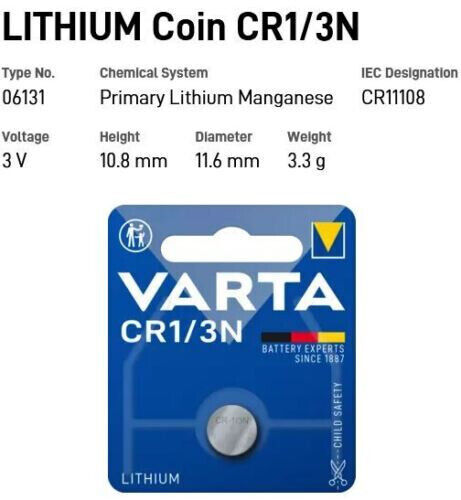 10 VARTA CR1/3N Lithium Batteries 2L76 K58L 6131 CR11108 3V 06131