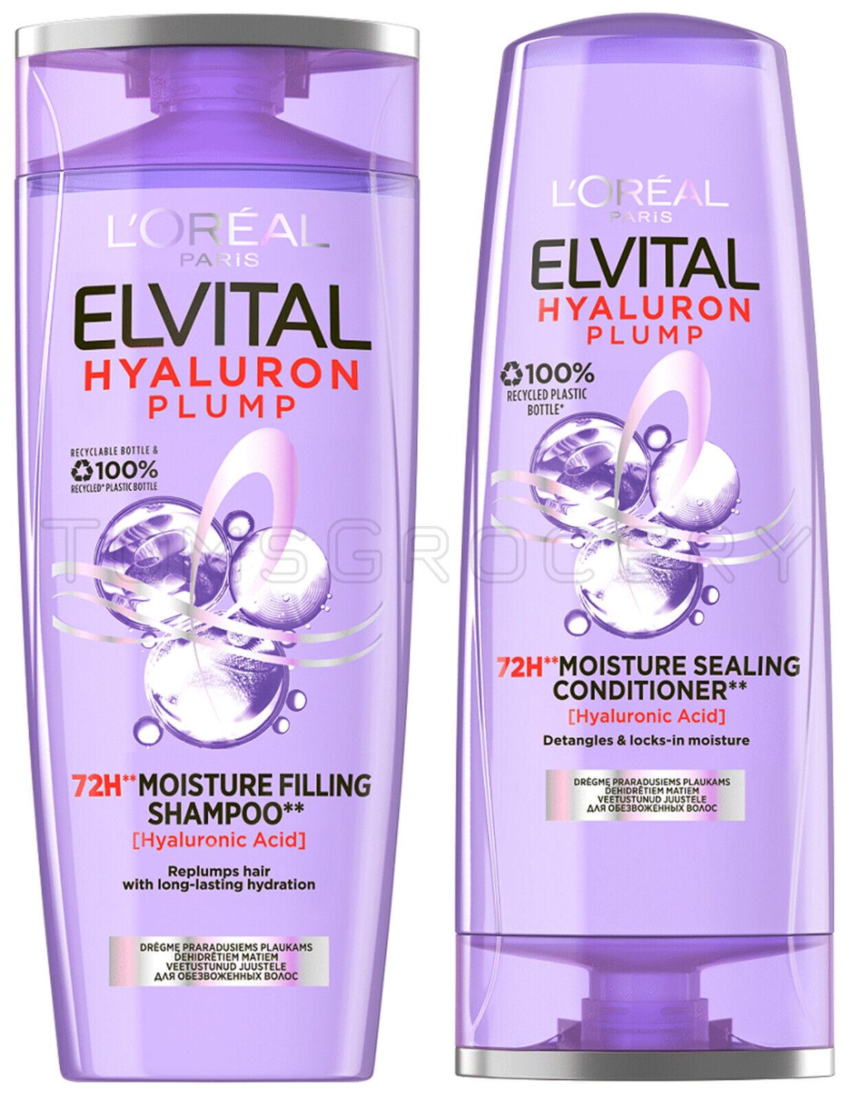 L'OREAL ELVITAL HYALURON PLUMP SHAMPOO & CONDITIONER Set Hydration for Dry Hair