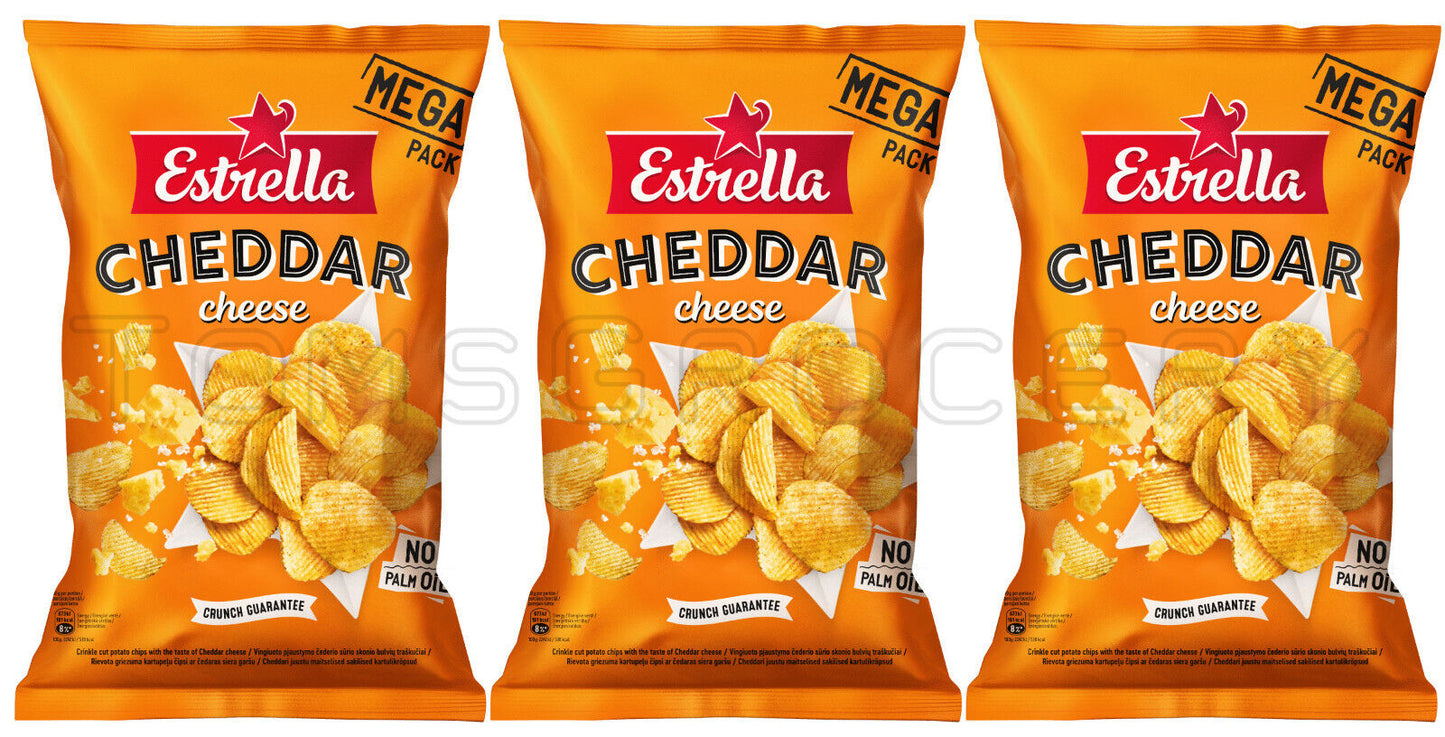3 ESTRELLA CHEDDAR CHEESE Flavor Potato Chips Crisps European Snacks 250g 8.8oz