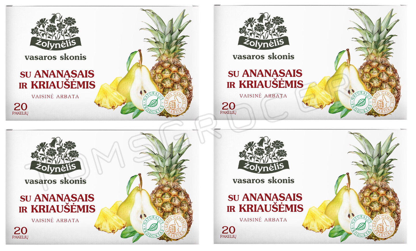 4 NATURAL PINEAPPLE & PEAR Flavor Herbal Infusion Fruit Tea Boxes Zolynelis