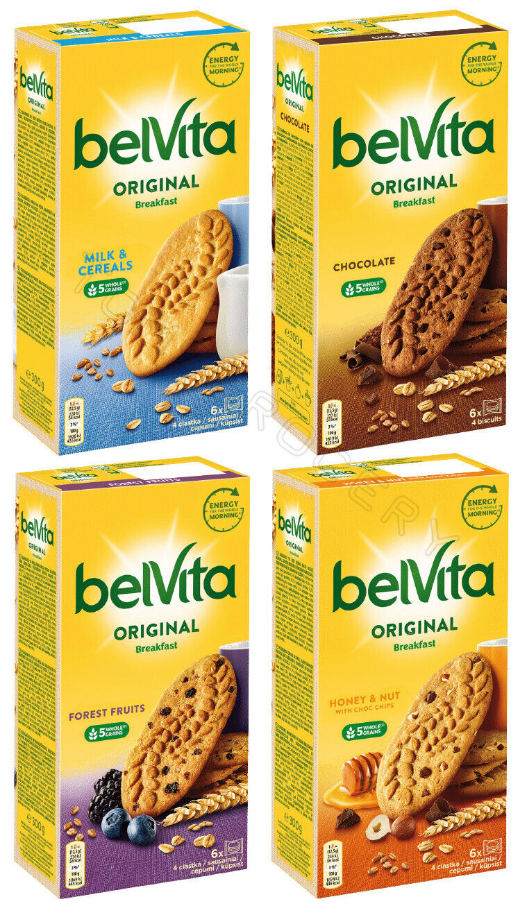 4 BELVITA Wholegrain Breakfast Biscuits Bundle Healthy Cookies 300g 10.5oz