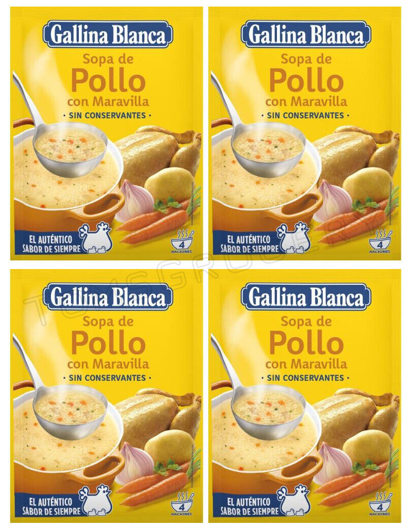 4 GALLINA BLANCA Maravilla Chicken Flavor Instant Noodle Soup 85g 3oz 4-gallina-blanca-maravilla-chicken-flavor-instant-noodle-soup-85g-3oz