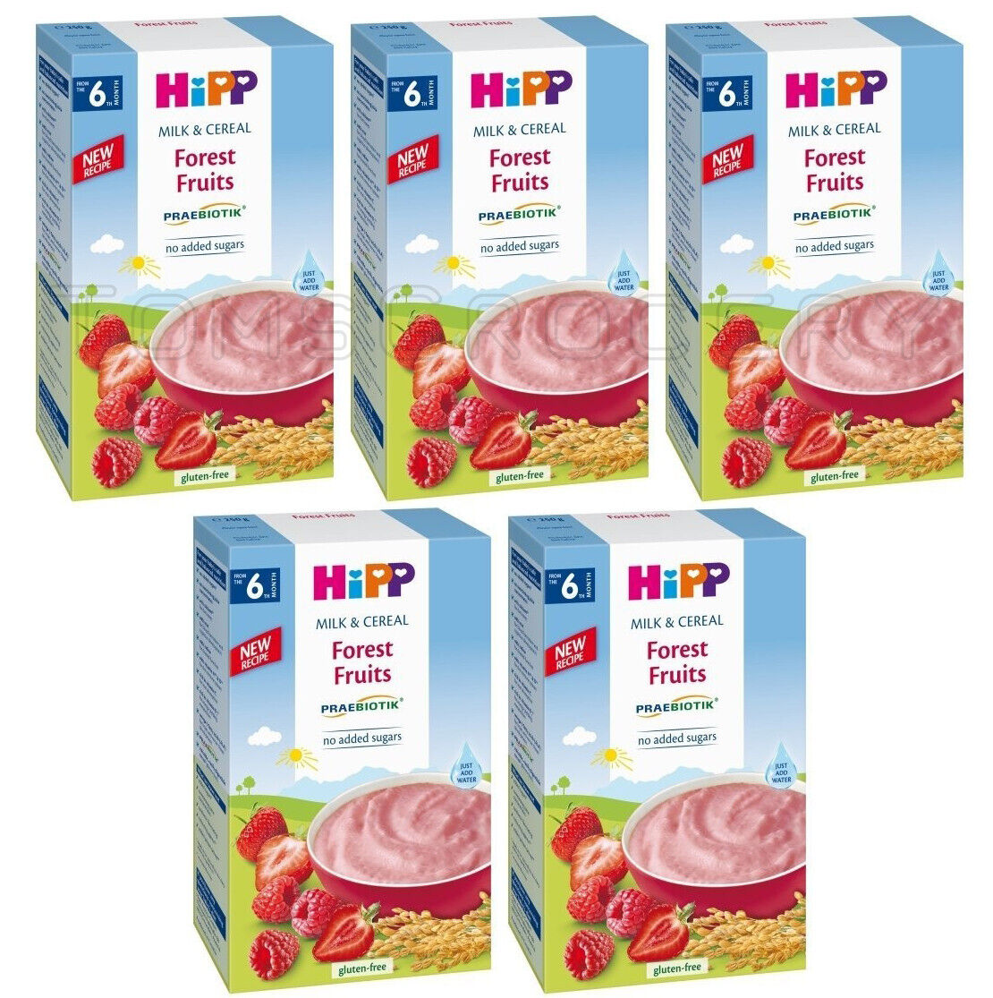 5 HIPP FOREST FRUITS Organic Milk Cereal from 6 Months Gluten Free 250g 8.8oz