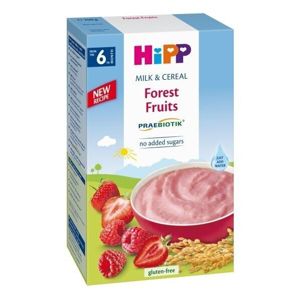 5 HIPP FOREST FRUITS Organic Milk Cereal from 6 Months Gluten Free 250g 8.8oz