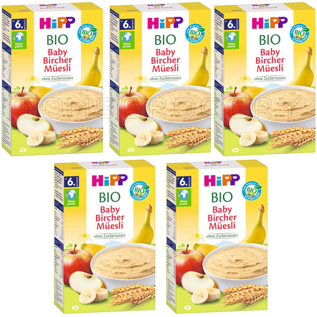 5 HIPP BIO Organic BIRCHERIO Cereal with Apple & Banana from 6 Months 250g 8.8oz
