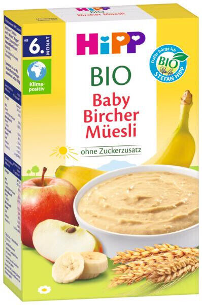 5 HIPP BIO Organic BIRCHERIO Cereal with Apple & Banana from 6 Months 250g 8.8oz