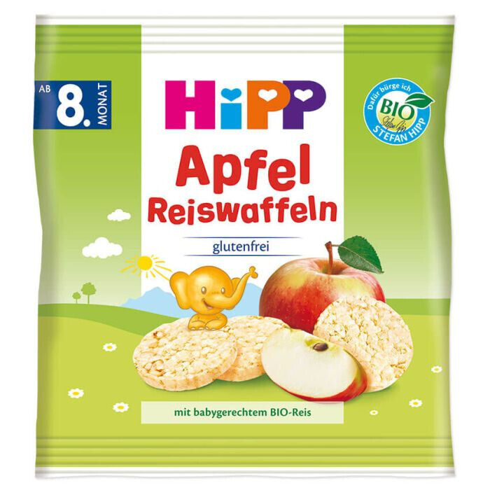 6 HIPP Organic Apple Rice Cakes Baby Snacks from 8 Months 30g 1.51oz