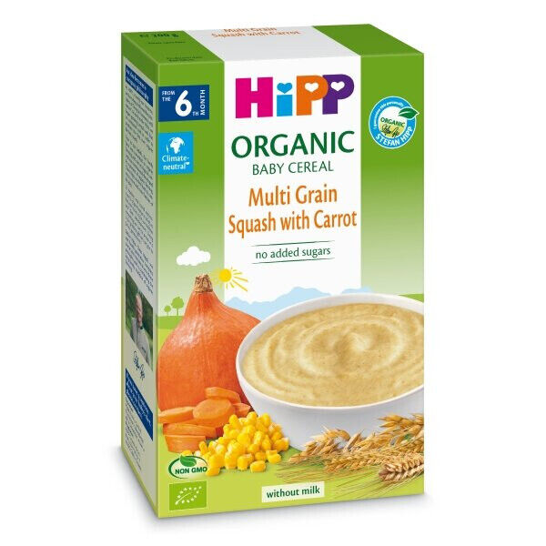 5 HIPP ORGANIC Baby Cereal with Pumpkin & Carrots from 6 Months 200g 7oz