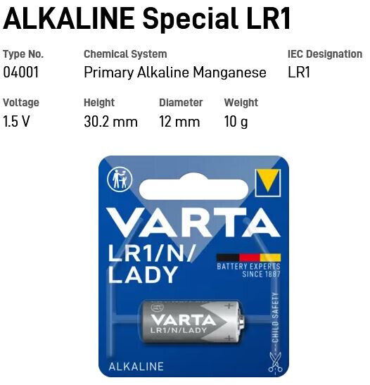 10 VARTA LR1 / N / LADY 4001 1.5V Alkaline Batteries