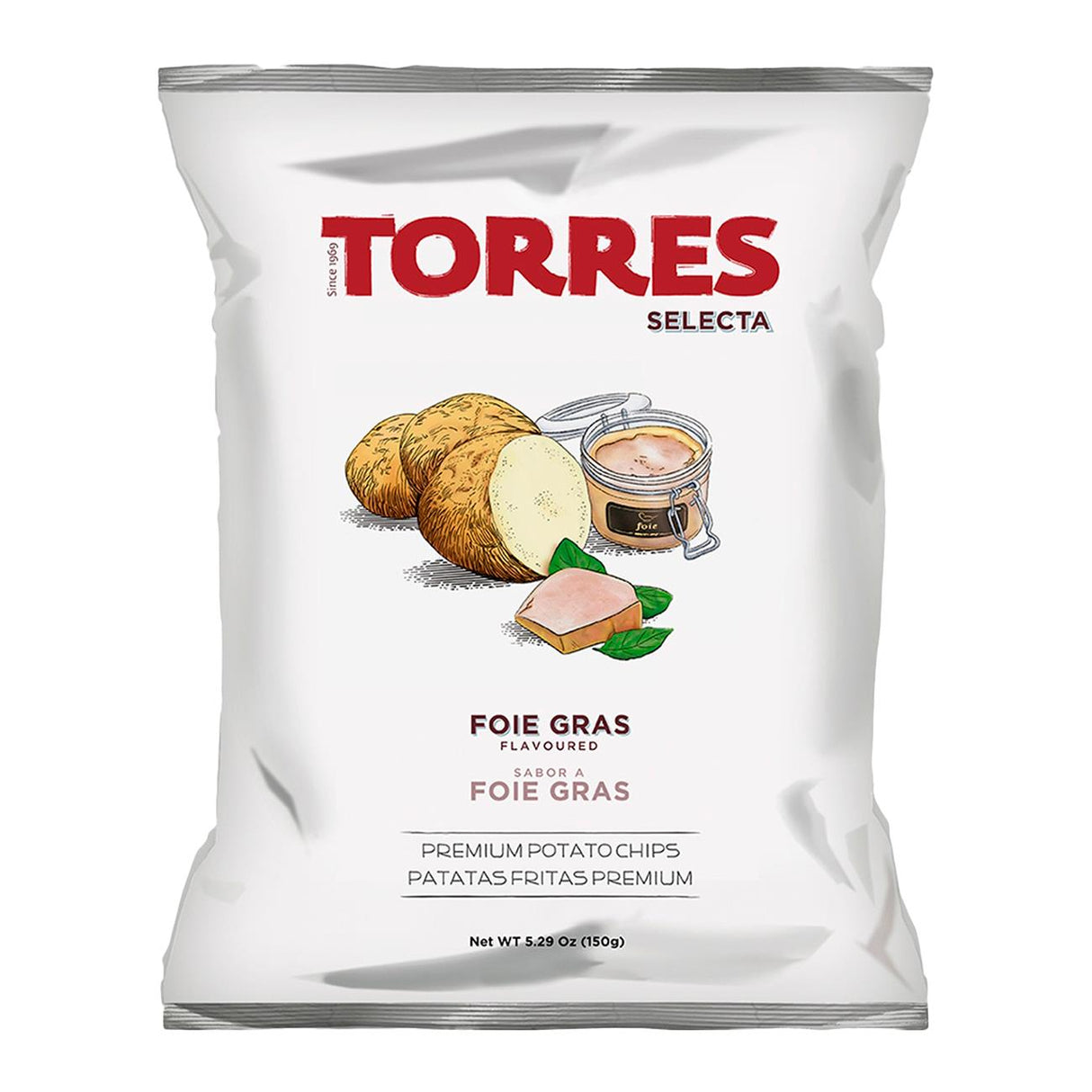 4 TORRES FOIE GRAS Flavor Premium Potato Chips Bags European Snacks 150g 5.29oz