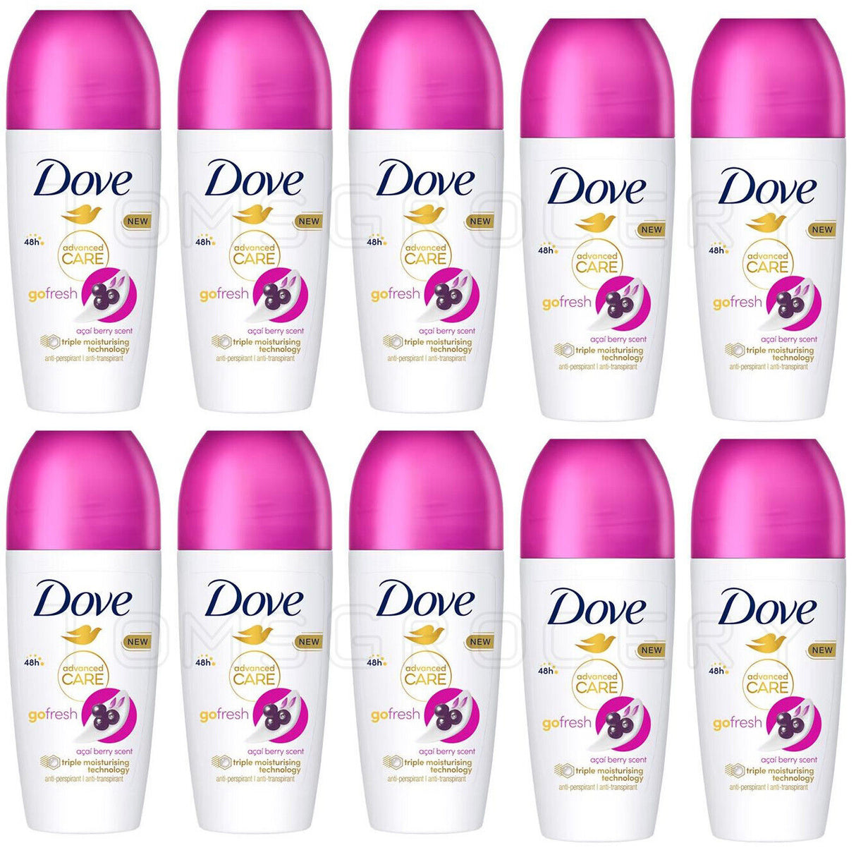 10 DOVE Go Fresh Moisturizing 48h Deodorant Antiperspirant Roll On Bottles 50ml