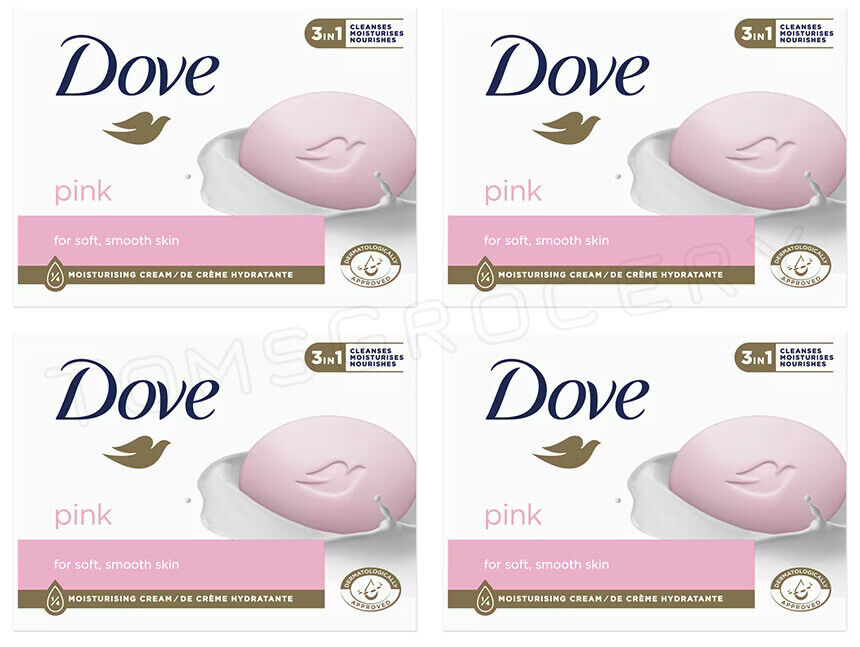 4 DOVE Pink Moisturizing Beauty Cream Bar for Soft Smooth Skin 90g