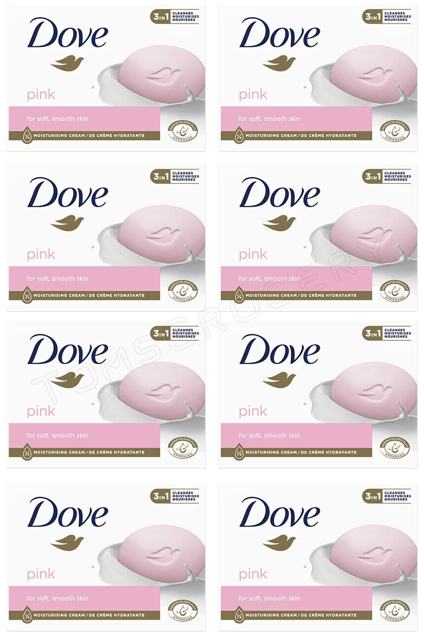 8 DOVE Pink Moisturizing Beauty Cream Bar for Soft Smooth Skin 90g