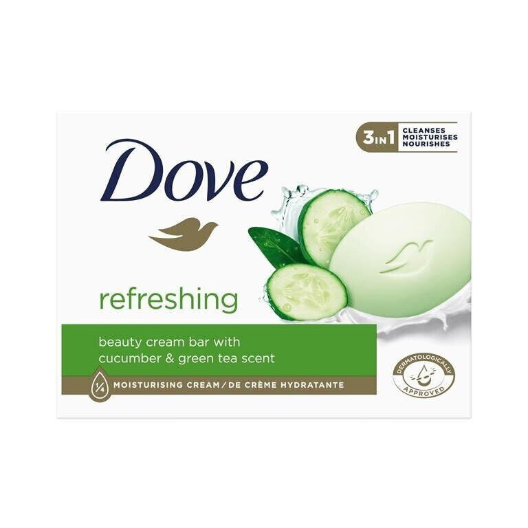 8 DOVE Refreshing Beauty Cream Bar with Cucumber & Green Tea Scent 90g