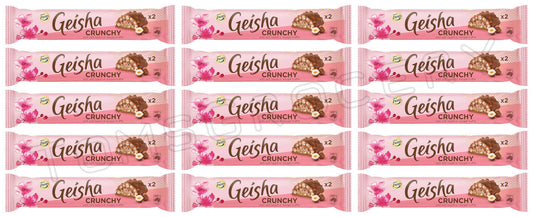 15 FAZER GEISHA CRUNCHY Milk Chocolate Bars with Soft Hazelnut Nougat 50g 1.76oz