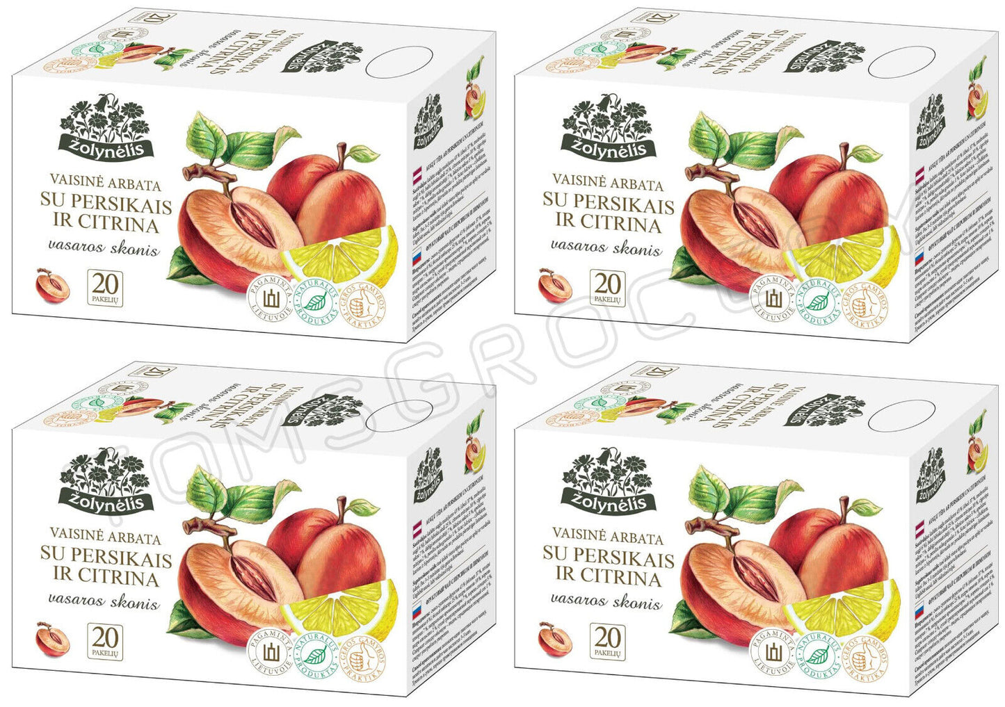 4 NATURAL PEACH & LEMON Flavor Herbal Infusion Fruit Tea Boxes Zolynelis