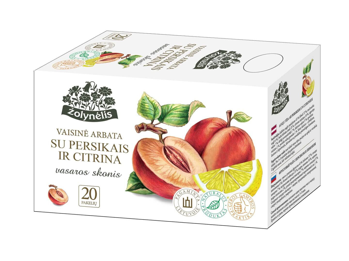 4 NATURAL PEACH & LEMON Flavor Herbal Infusion Fruit Tea Boxes Zolynelis