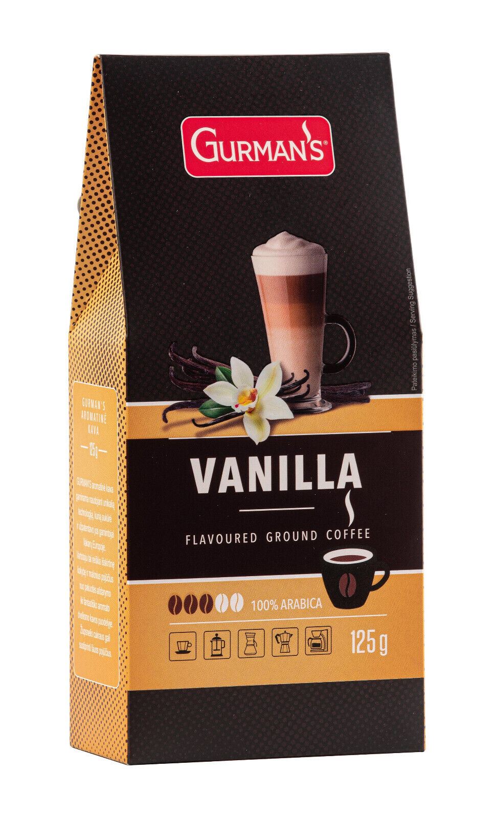 3 GURMANS VANILLA Flavor Ground Coffee 125g 4.4oz