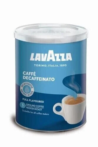 3 LAVAZZA CAFE DECAFFEINATO Premium Italian Decaf Ground Coffee Tin 250g 8.8oz