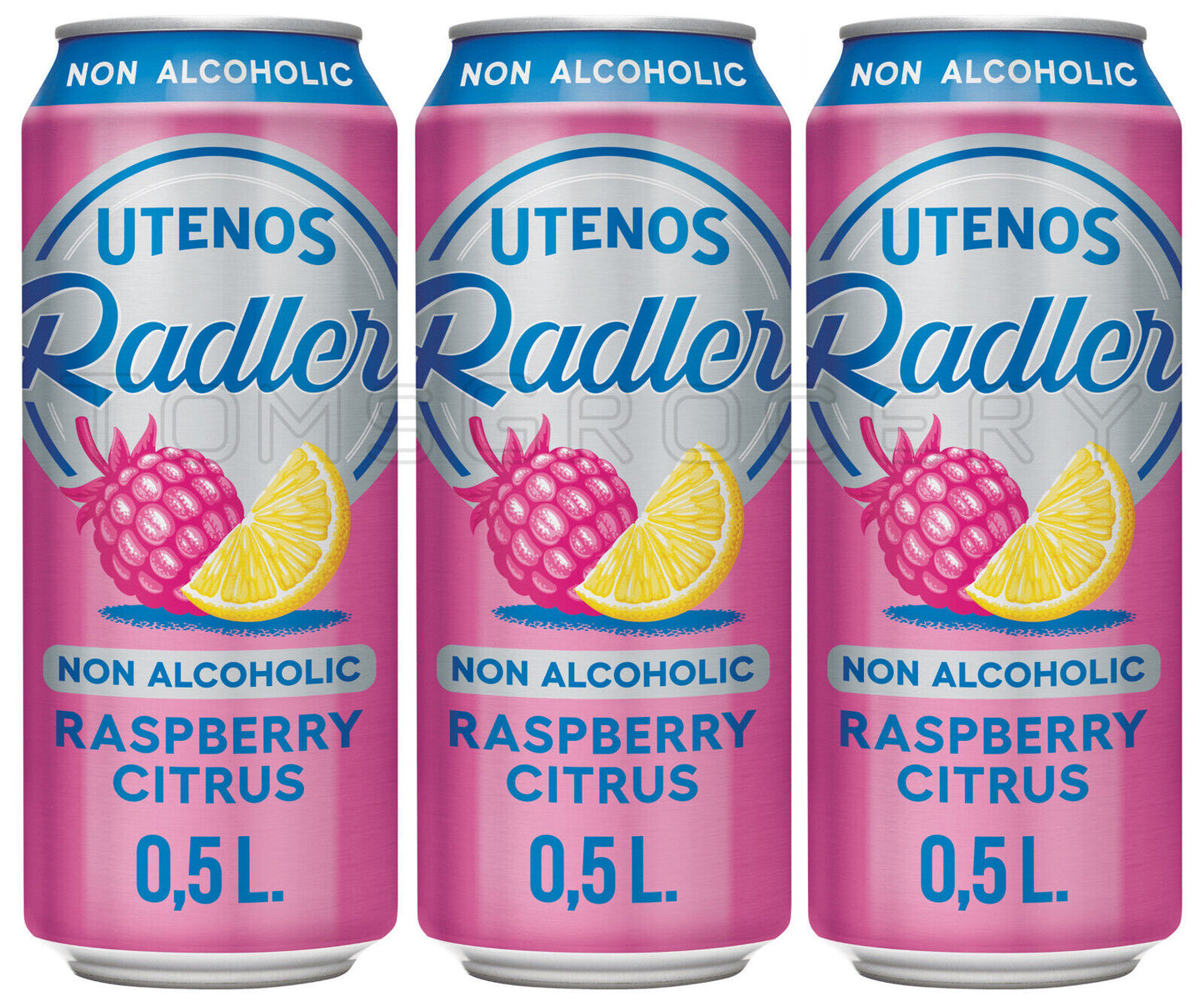 3 RADLER RASBPERRY CITRUS NON ALCOHOLIC Beer Cocktail Drink 500ml 16.9fl oz
