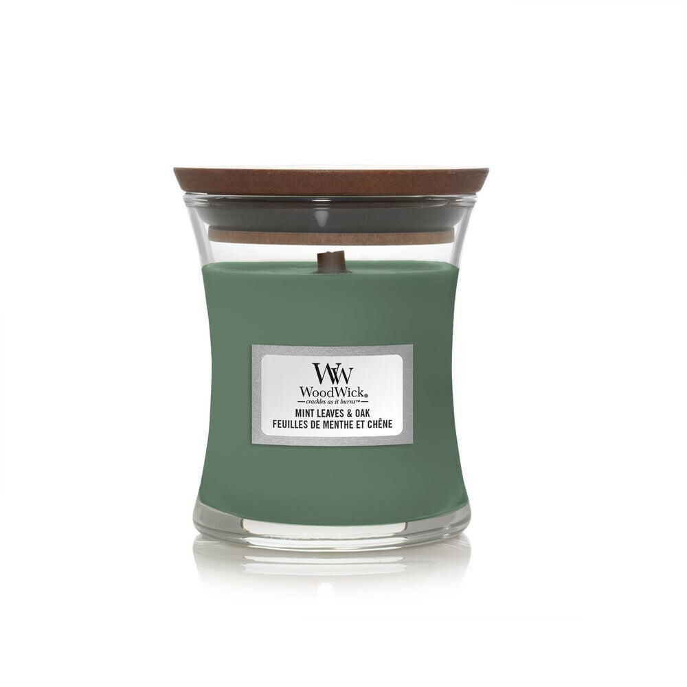 WOODWICK MINT LEAVES & OAK Scented Hourglass Candle 85g 3oz