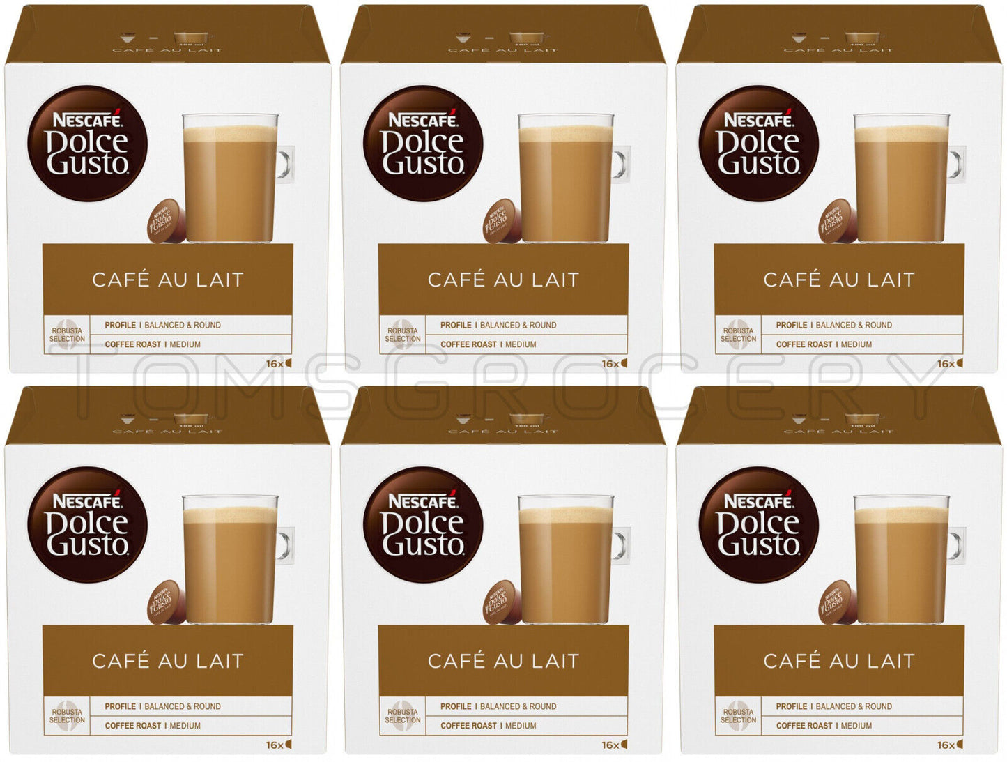 6 NESCAFE CAFE AU LAIT Coffee Capsules Boxes Pods for Dolce Gusto Machines 160g