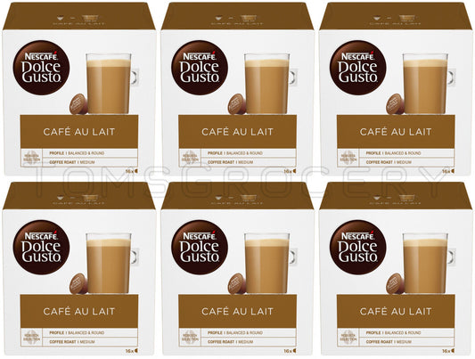 6 NESCAFE CAFE AU LAIT Coffee Capsules Boxes Pods for Dolce Gusto Machines 160g