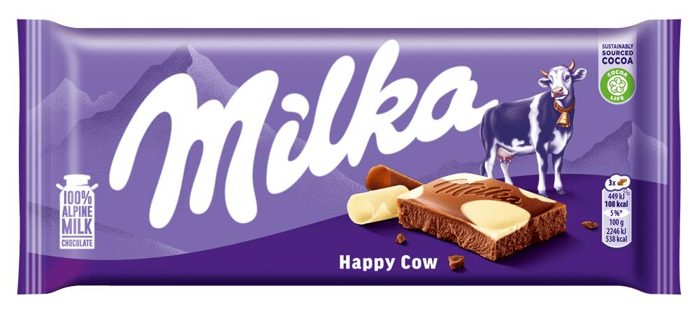 3 MILKA HAPPY COW Alpine Milk Chocolate Bars Sweets 100g 3.5oz