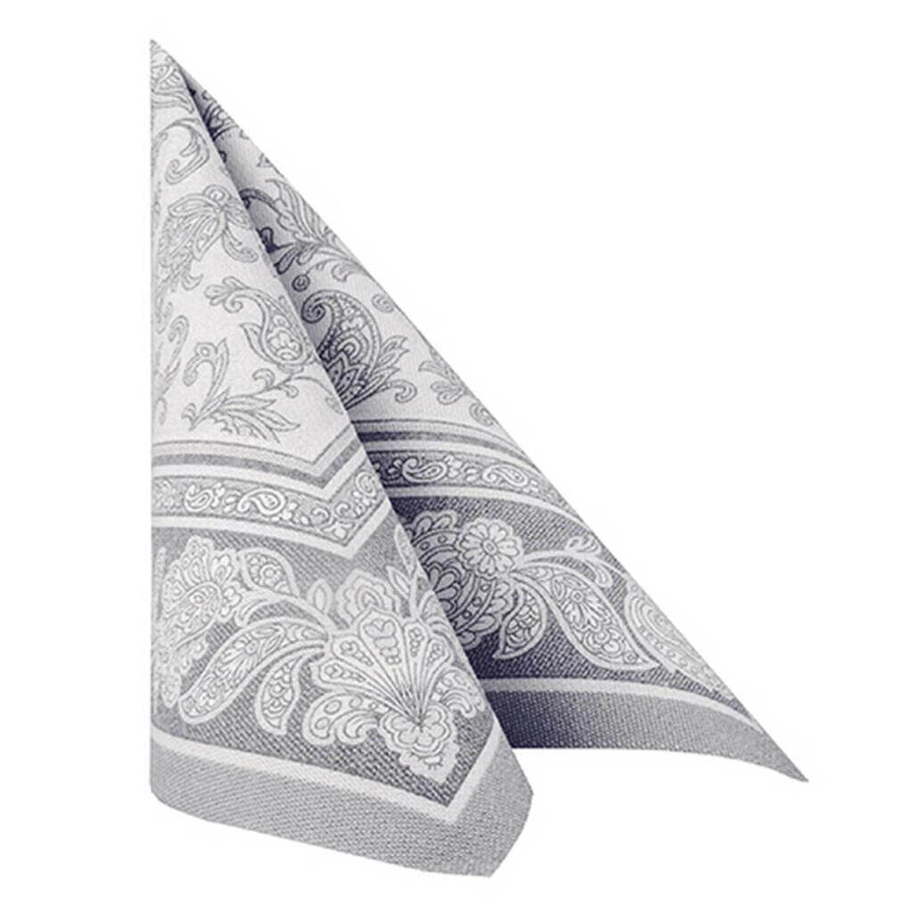 Napkins ROYAL Collection 1/4 Fold GRAY Ornaments 40 x 40 cm 15.75 x 15.75in